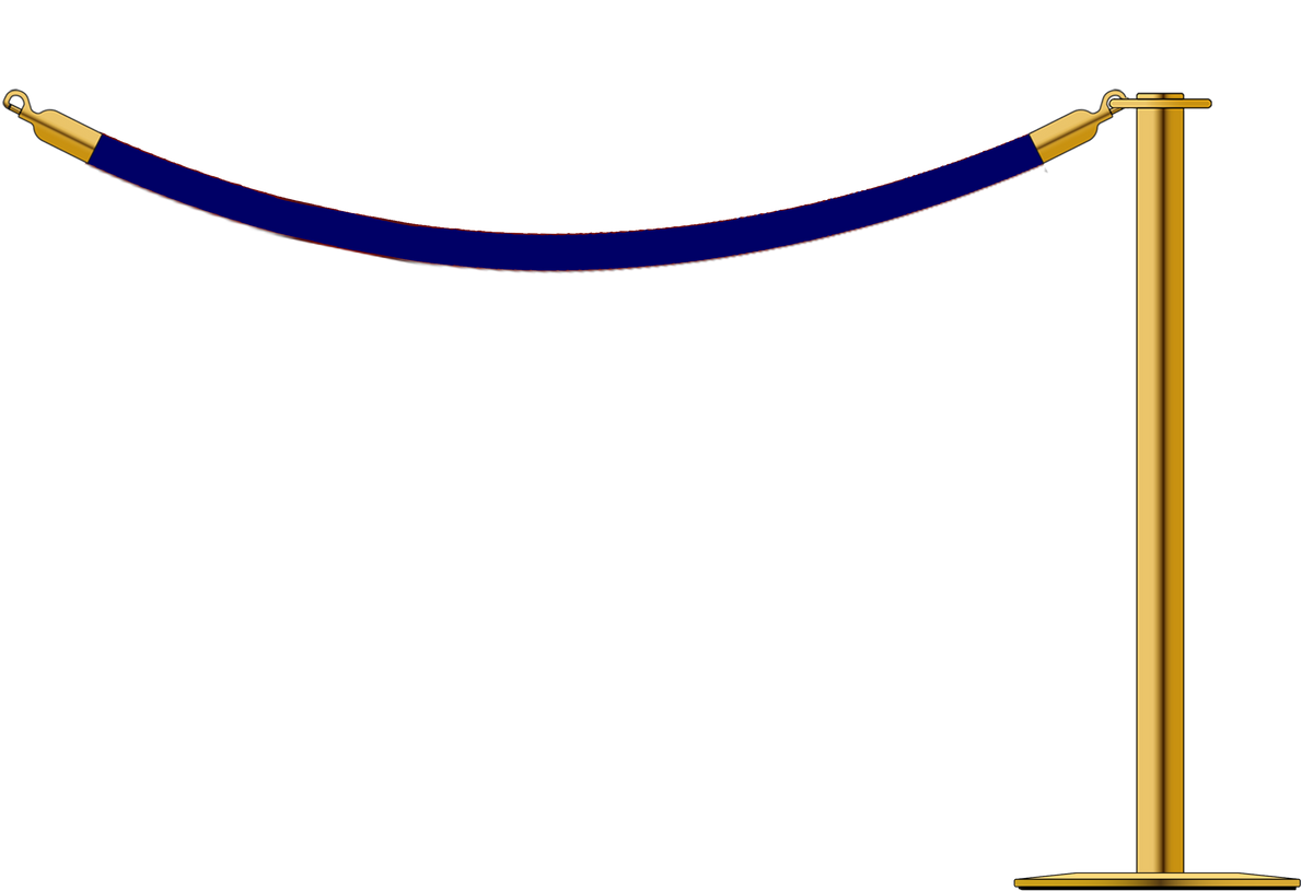 Flat Top Brass Barrier With 1.5m/5ft Rope