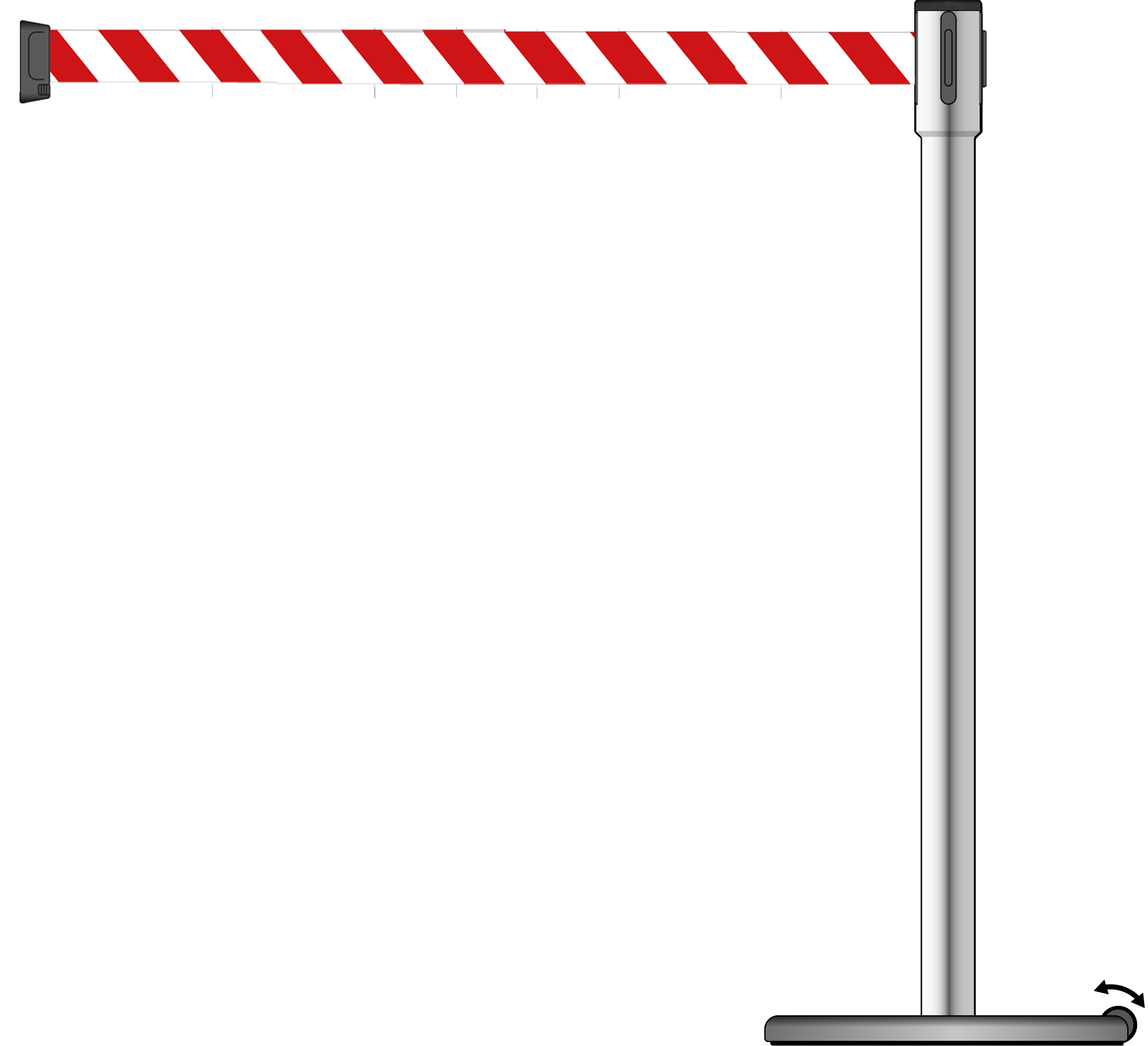 Slimline 50mm/2" Stainless Steel Post With 3.9m/13ft Webbing
