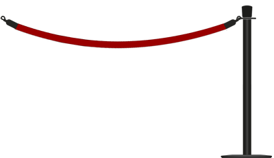 Crown Top Powder Coated Black Barrier With 1.8m/6ft Rope