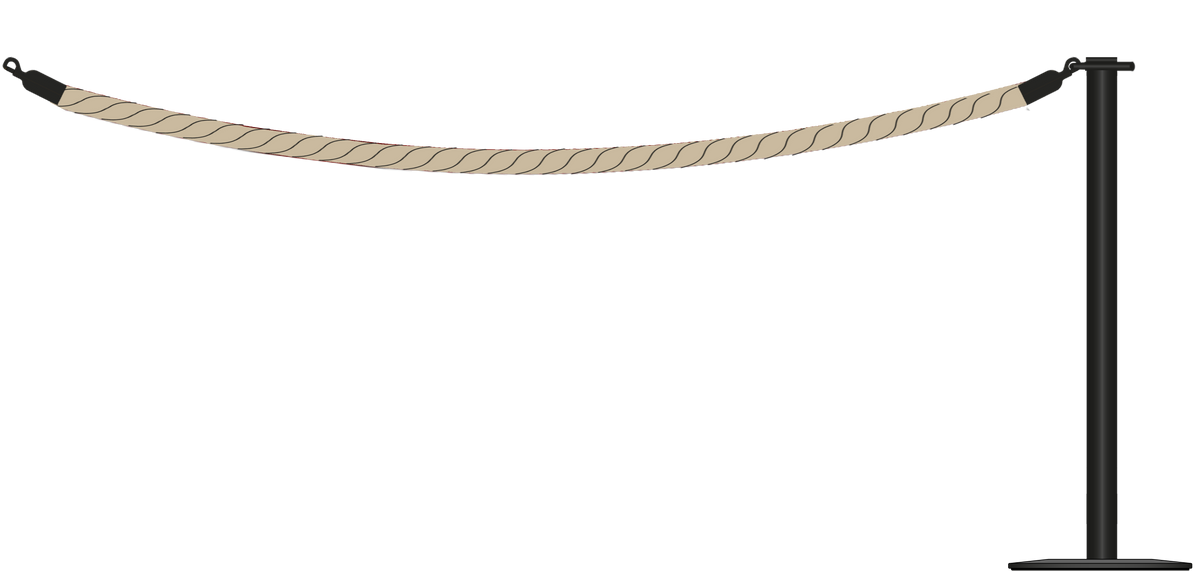 Flat Top Powdered Coated Black Barrier With 2.4m/8ft Rope