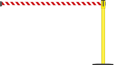 Slimline 50mm/2" Post - Safety Barrier Post With 3.9m/13ft Webbing Extension