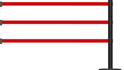 Standard 63mm/2.5" Post - Powder Coated Barrier With Triple Line 3.9m/13ft Webbing Extension