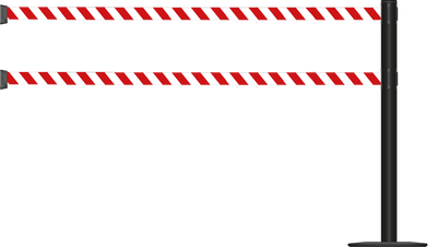 Standard 63mm/2.5" Post - Powder Coated Barrier With Dual Line 3.9m/13ft Webbing Extension