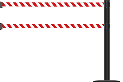 Standard 63mm/2.5" Post - Powder Coated Barrier With Dual Line 3.5m/11ft Webbing Extension
