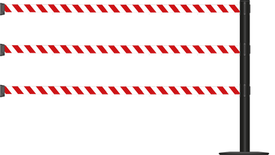 Standard 63mm/2.5" Post - Powder Coated Barrier With Triple Line 3.9m/13ft Webbing Extension