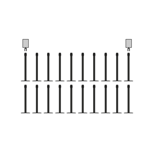 20 Posts Bundle: Slimline Stainless Steel Post - 3.5m/11ft Webbing Extension