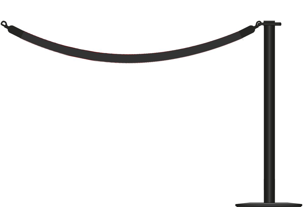 Flat Top Powder Coated Black Barrier With 1.5m/5ft Rope