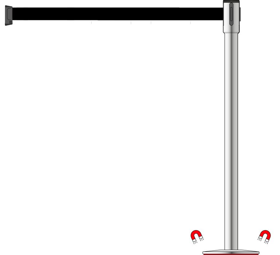 Slimline 50mm/2" Stainless Steel Post With 3.9m/13ft Webbing