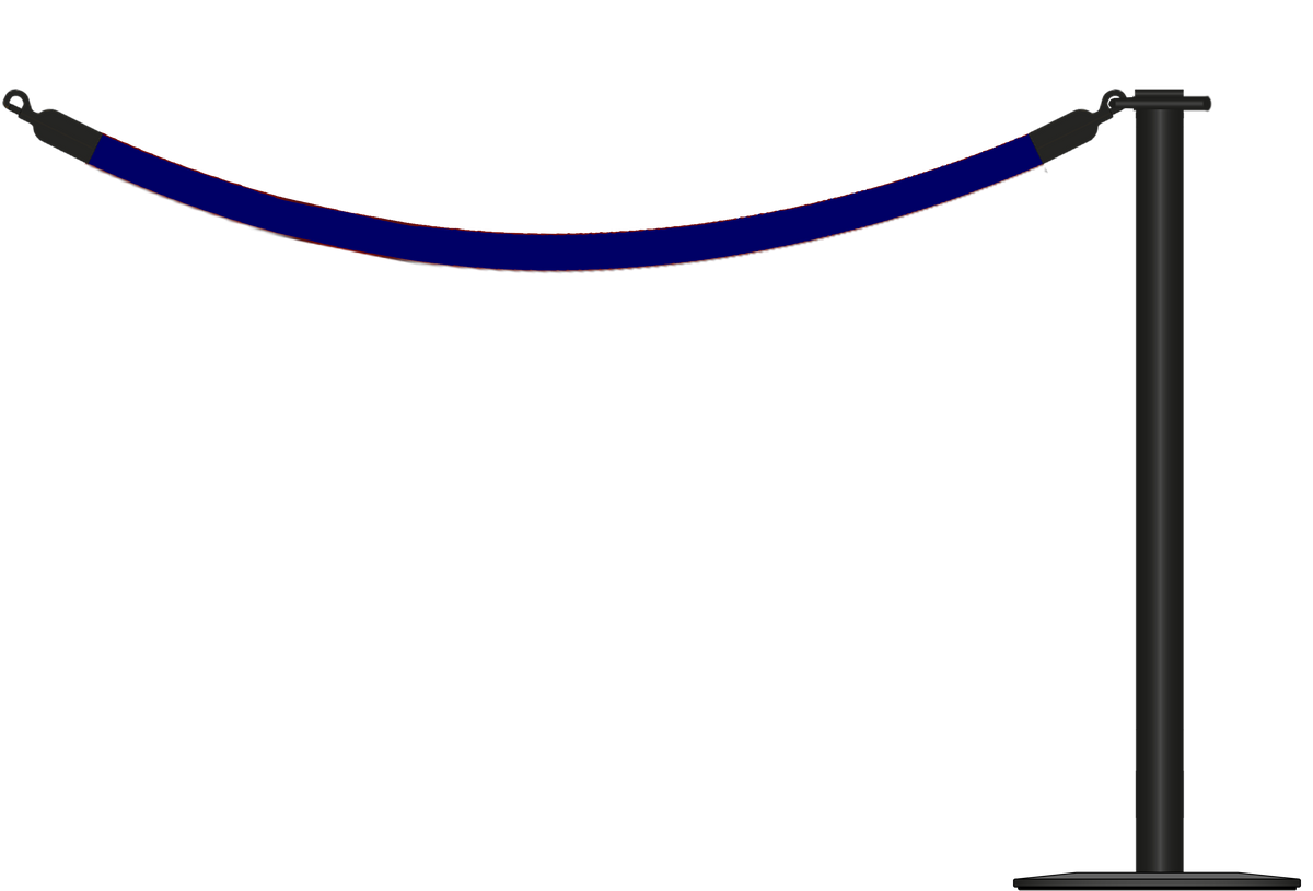 Flat Top Powder Coated Black Barrier With 1.5m/5ft Rope