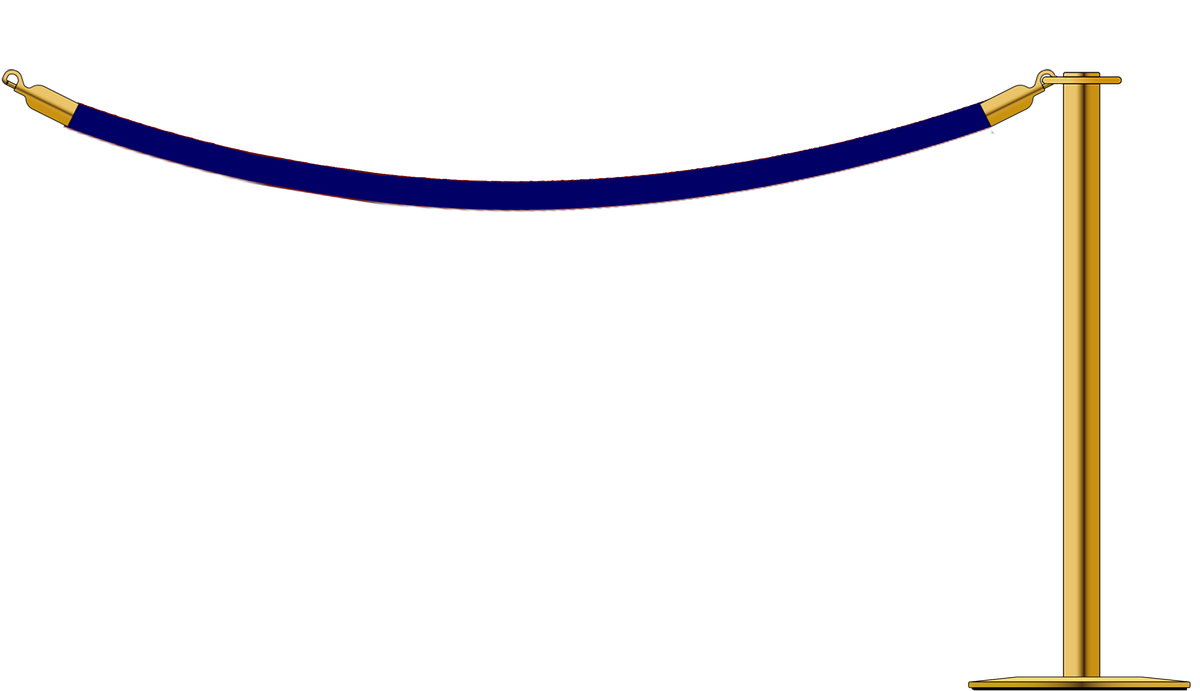 Flat Top Brass Barrier With 1.8m/6ft Rope