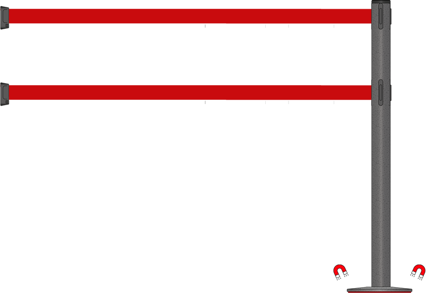 Standard 63mm/2.5" Powder Coated Barrier With Dual Line 3.5m/11ft Webbing