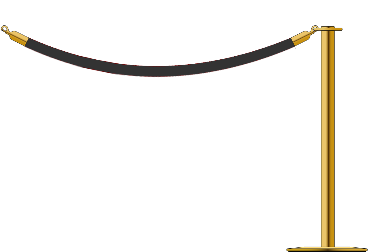 Flat Top Brass Barrier With 1.5m/5ft Rope