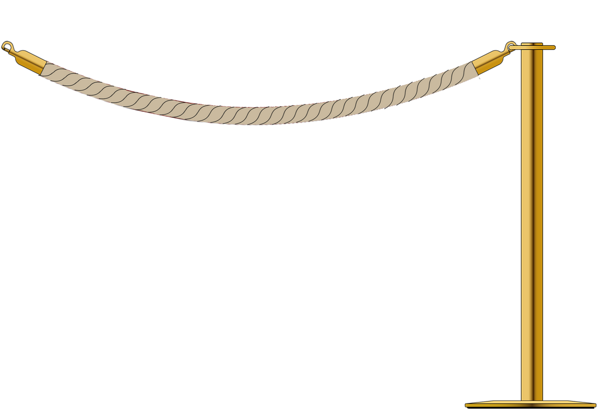 Flat Top Brass Barrier With 1.5m/5ft Rope