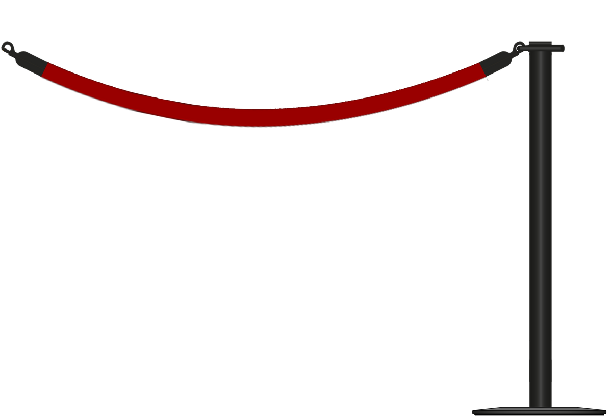 Flat Top Powder Coated Black Barrier With 1.5m/5ft Rope