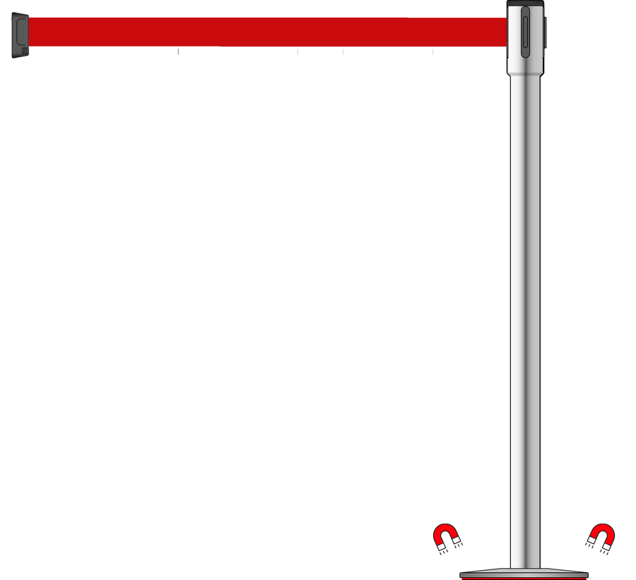 Slimline 50mm/2" Stainless Steel Post With 3.9m/13ft Webbing