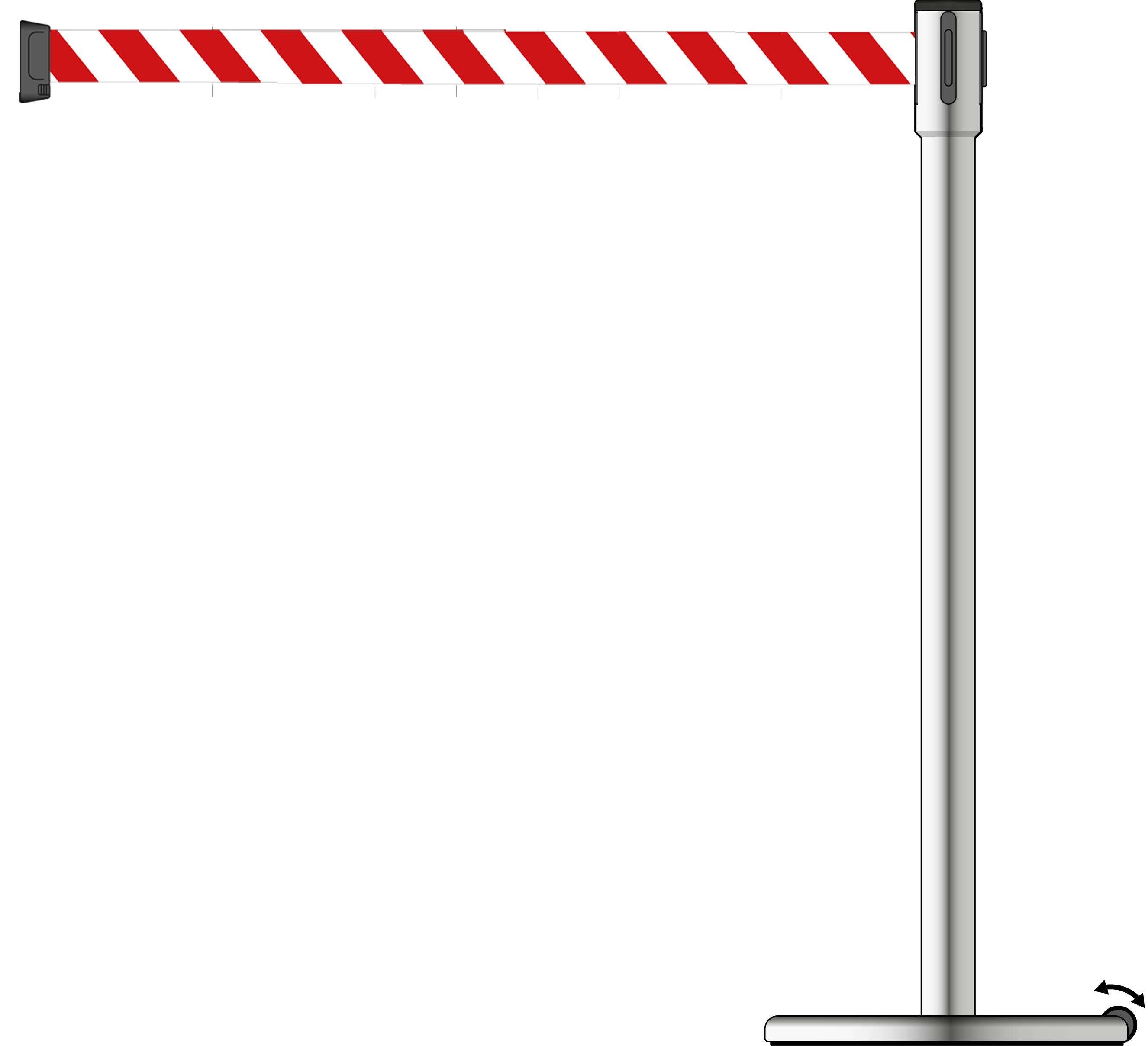 Slimline 50mm/2" Stainless Steel Post With 3.9m/13ft Webbing