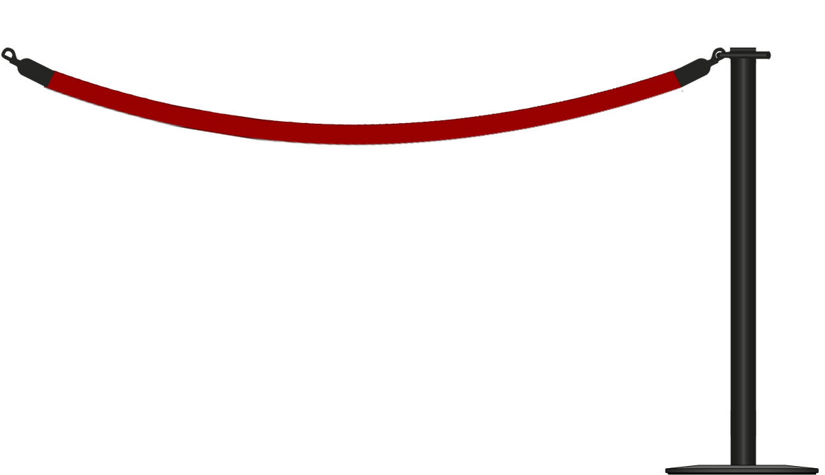 Flat Top Powdered Coated Black Barrier With 1.8m/6ft Rope