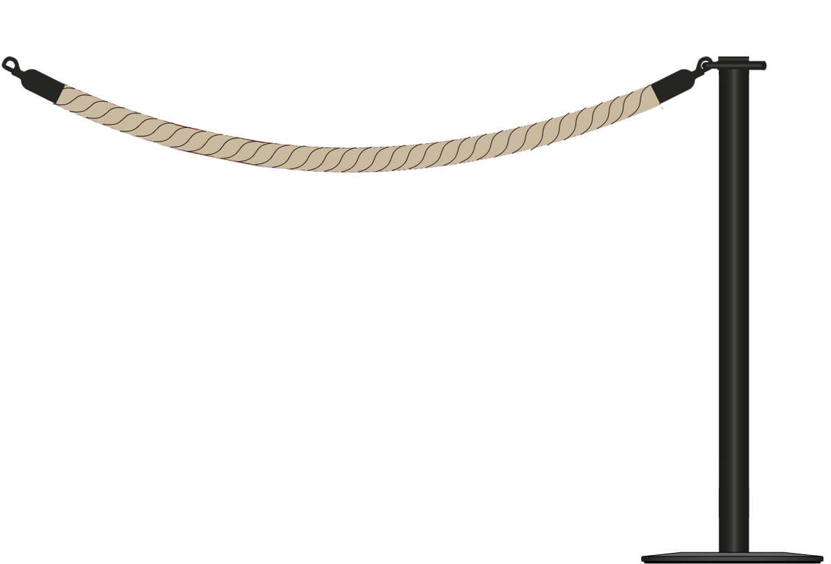 Flat Top Powder Coated Black Barrier With 1.5m/5ft Rope