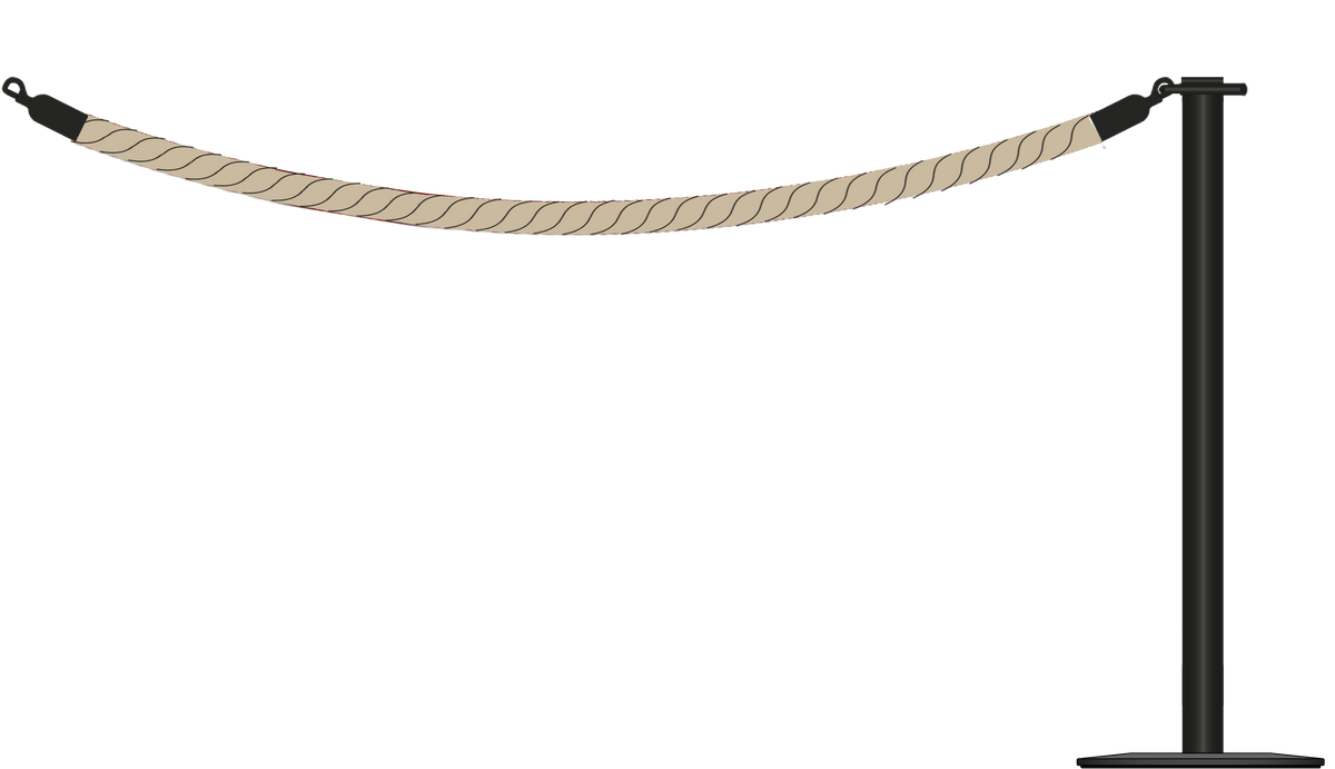 Flat Top Powdered Coated Black Barrier With 1.8m/6ft Rope