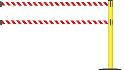 Standard 63mm/2.5" Post - Safety Barrier Post With Dual Line 3.9m/13ft Webbing Extension