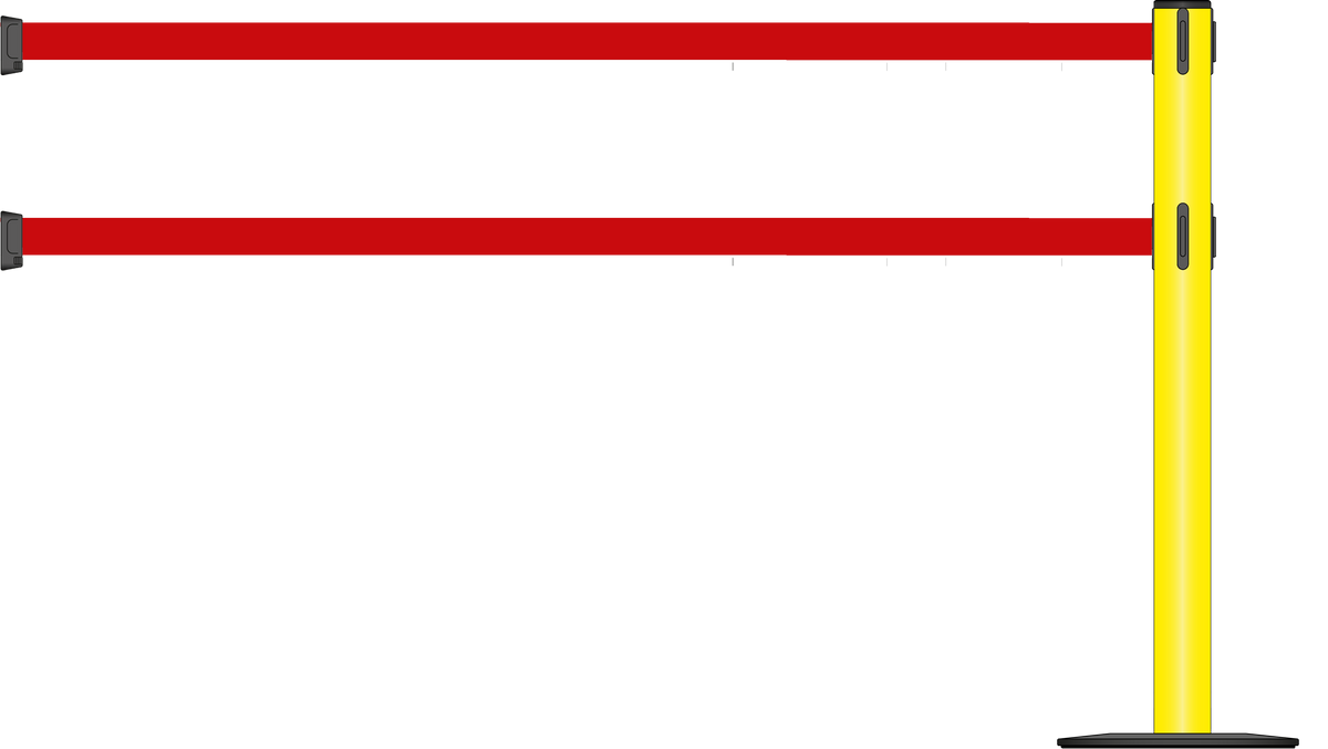 Plus 75mm/3" Post - Powder Coated Safety Barrier Post With Dual Line 4.9m/15ft Webbing Extension