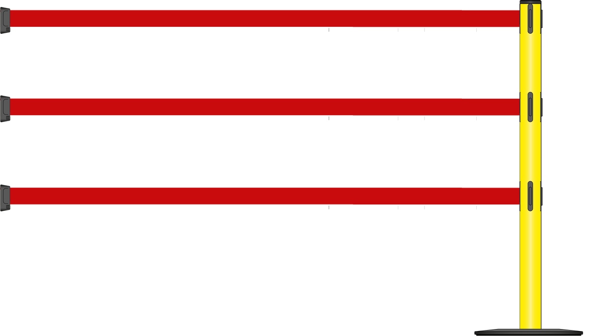 Standard 63mm/2.5" Post - Safety Barrier Post With Triple Line 3.9m/13ft Webbing Extension