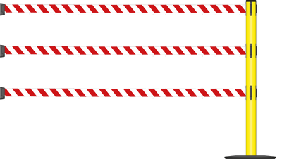 Standard 63mm/2.5" Post - Safety Barrier Post With Triple Line 3.9m/13ft Webbing Extension