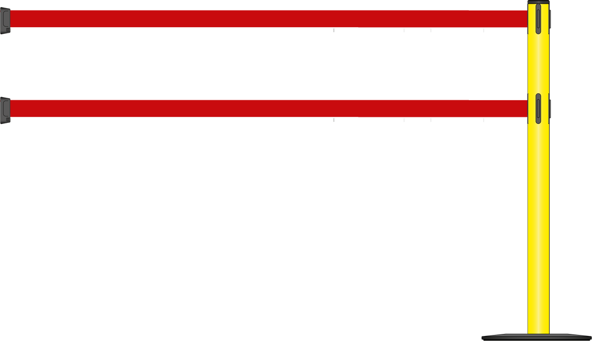 Standard 63mm/2.5" Post - Safety Barrier Post With Dual Line 3.9m/13ft Webbing Extension