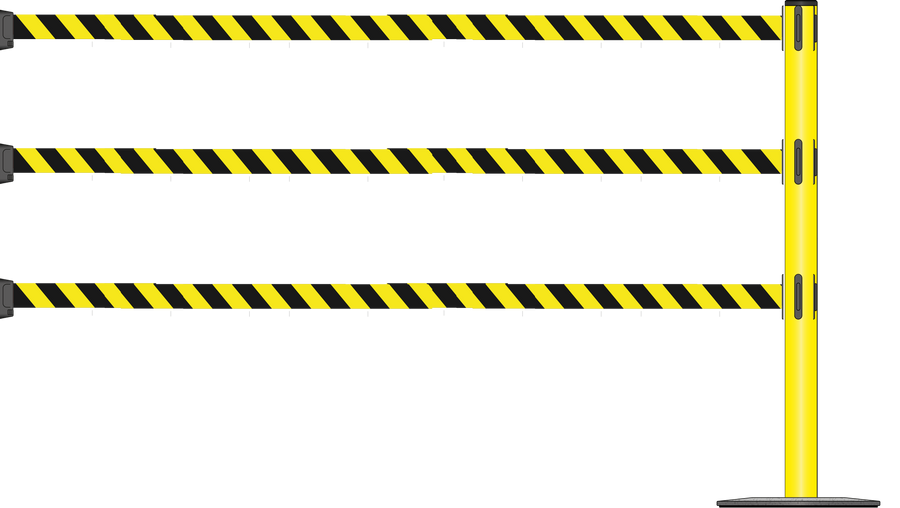 Standard 63mm/2.5" Powder Coated Barrier With Triple Line 3.9m/13ft Webbing